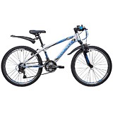 Novatrack 24" LUMEN алюм.рама 13", серебристый, 18-скор, TY21/TS38/SG-6SI, V-brake