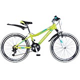 Novatrack 24" NOVARA алюм.рама 14", лаймовыйй, 18-скор, TY21/TS38/SG-6SI, V-brake