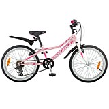 Novatrack 20" ALICE розовый, сталь, 6-скор, TY21/TS38/SG-6SI, V-brake PN8