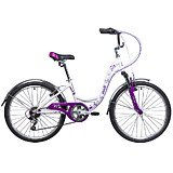 Novatrack 24" BUTTERFLY сталь.рама 13", белый-фиолетовый, 6-скор, TY21/RS35/SG-6SI, V-br